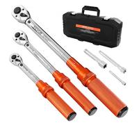VEVOR 3 PCS Juego de Llaves Dinamométricas de Clic Accionamiento de 1/4", 3/8" y 1/2" 72 Dientes Escalas de Doble Dirección y Doble Rango ±3 % de Alta Precisión para Reparación de Bicicletas