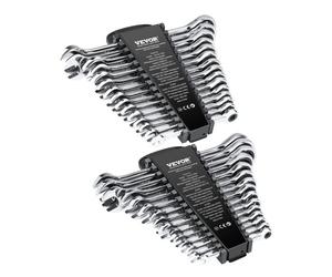 VEVOR 30 PCS Juego de Llaves Combinadas, Juego de Llaves de Trinquete con Estante Organizador, Juego de Llaves Mediano SAE de 1/4" a 1" y Métricas de 8 mm a 24 mm para Reparaciones de Automóviles