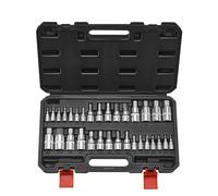 VEVOR 32 PCS Juego de Vasos Hexagonales, Acero de Aleación S2 y Acero Cr-V, SAE Estándar y Métrico, Impulsores de 1/4", 3/8" y 1/2", con Estuche de Almacenamiento, para Reparación Mecánica de Coches
