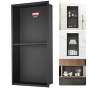 VEVOR 33.02 .5 cm de ducha sin azulejos 304 acero inoxidable, de pared con estantes dobles empotrados, moderno impermeable y resistente al para ducha o almacenamiento de jabón en el baño