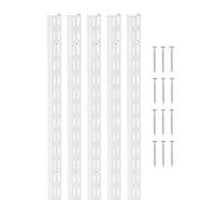 VEVOR 5 Piezas Rieles Verticales de Doble Ranura de 1536 x 27 x 16 mm de Acero al Carbono Laminado en Frío con 25 Tornillos Ideales para Estanterías de Pared, Armarios y Organización, Color Blanco