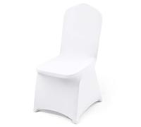 VEVOR 50 Piezas Cubiertas de Silla Blancas de Poliéster Spandex, Cubiertas Elásticas Antideslizantes para Sillas en Bodas, Comedor y Banquetes