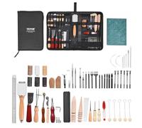 VEVOR 59 Piezas Kit de Herramientas para Trabajar el Cuero con Bolsa de Lona Portátil, Herramientas de Corte para Estampación, Costura y Grabado, para Principiantes, Entusiastas del Bricolaje