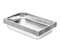 VEVOR 6 Bandejas Rectangulares de Acero Inoxidable GN1/1, Tamaño 50 x 30 x 5 CM, Unidad Recipientes Honda Rectangular para Servir, Calles de Empanado, Recipientes para la Cocina