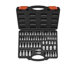 VEVOR 60 PCS Juego de Dados Torx y Dados Torx Externos, T6-T70, TT6-TT70, TP8-TP60, E4-E24, Acero de Aleación S2 y Acero Cr-V, con Impulsores de 1/4", 3/8" y 1/2", Estuche de Almacenamiento