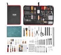 VEVOR 61 Piezas Kit de Herramientas para Trabajar el Cuero con Bolsa de Lona Portátil, Herramientas de Corte para Estampación, Costura y Grabado, para Principiantes, Entusiastas del Bricolaje