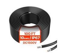 VEVOR 6mm²/10 AWG Cable de Extensión para Panel Solar 30,48m, Impermeable IP67, Negro