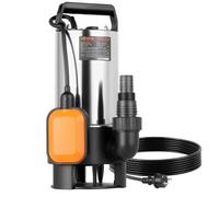 VEVOR 710 W Bomba de Sumidero Sumergible, Bomba de Sumidero de Acero Inoxidable 20000 L/H con Interruptor de Flotador Automático y Altura de Descarga de 9 m, para Evacuación de Aguas Residuales