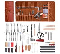 VEVOR 72 Piezas Kit de Herramientas para Trabajar el Cuero con Bolsa de Cuero Portátil, Herramientas de Corte para Estampación, Costura y Grabado, para Principiantes, Entusiastas del Bricolaje