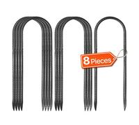 VEVOR 8 PCS Estacas de Refuerzo en Forma de U de 304,8 x 82,04 mm de Acero Galvanizado con Punta de Cincel y Revestimiento Resistente a la Oxidación para Jardinería, Cercas y Tiendas de Campaña