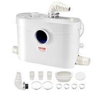 VEVOR 900 W Bomba Trituradora para Inodoro con 4 Entradas de Agua, Caudal de 48 GPM, Altura de 12 m, Máquina de Descarga Ascendente para Eliminación de Aguas Residuales para Inodoro, Lavabo y Bañera