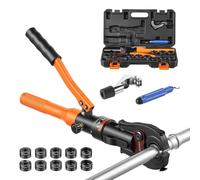 VEVOR, abrazadera hidráulica para tubos con 10 contornos M+V, crimpadora manual, prensadora manual para tubos de acero inoxidable y cobre, incluye adaptadores M12, M15, M18, M28, V12, V15, V18, V22, c