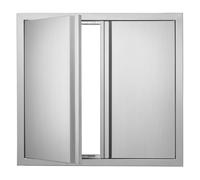 VEVOR Acceso a Barbacoa 660 x 610 x 45 mm, Cocina Exterior Doble Puerta Empotrada de Acero Inoxidable Con Manija para Isla de Barbacoa, Estación de Parrilla, Armario Exterior