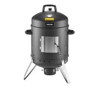 VEVOR Ahumador de Carbón, Parrilla Vertical de 40 cm, Acero Revestido, con 2 Rejillas de Cocción, Termómetro, Ventilación y Bandeja de Cenizas Extraíble, para Cocinar al Aire Libre en Fiestas