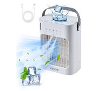 VEVOR Aire Acondicionado Portátil 4 en 1, 3 Velocidades con Temporizador Inteligente 0 a 7 h, 700 ml, Luz de 7 Colores, para Dormitorio, Oficina y Habitación, 3,6 m/s, 212 x 130 x 265 mm, Blanco