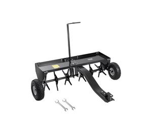 VEVOR Aireador de Césped Remolcable de 1275 x 980 x 885 mm con Enganche Universal, Púas de Hierro Dispuestas Alternativamente, Carga de 45,36 kg para Remolcar, Jardines, Céspedes y Granjas, Negro