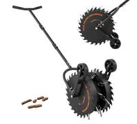 VEVOR, aireador de césped manual con rodillo, aireador para césped con una profundidad de trabajo de 5 cm, 2 rodillos y 16 piquetas de hierro, aireador de césped de acero, rodillo para suelos compacta