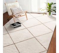 VEVOR Alfombra de Pelo Corto Rectangular, Acogedora, para Salón, Dormitorio e Invernadero, con 20 mm Altura del Pelo, sin Pelusa y con Reverso Antideslizante de TPR, Blanco, 2743 x 1829 x 22 mm
