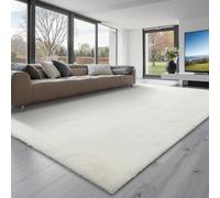VEVOR Alfombra de Pelo Largo Rectangular, 3048 x 2438 mm, Mullida y de Triple Capa, 35 mm de Altura, para Salón, Dormitorio y Salón, sin Pelusa y Muy Suave, Marfil Blanco, para Hogares Modernos