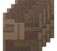 VEVOR Alfombra en Losetas Reutilizables, Cuadrados de Alfombra con Acolchado Adjunto, Losetas de Alfombra Acolchadas Suaves, Fácil de Instalar para Dormitorio, Sala de Estar, 24 Losetas, Marrón Mixto