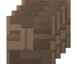 VEVOR Alfombra en Losetas Reutilizables, Cuadrados de Alfombra con Acolchado Adjunto, Losetas de Alfombra Acolchadas Suaves, Fácil de Instalar para Dormitorio, Sala de Estar, 24 Losetas, Marrón Mixto