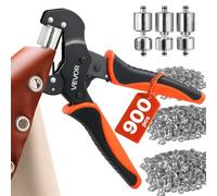 VEVOR Alicates de Ojales 6 mm 10 mm 12 mm con 900 Piezas de Ojetes de Metal, Remachadora para Ojales, con Punzones y Bloques de Perforado, Herramientas de Costura para Cinturones Botas Tejidos Cuero