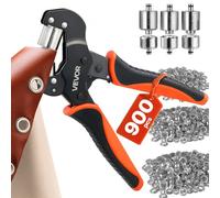 VEVOR Alicates de Ojales 8 mm 10 mm 12 mm con 900 Piezas de Ojetes de Metal, Remachadora para Ojales Manual, Cabezal Magnético de Reemplazo Rápido, Kit de Herramientas de Costura para Telas Cuero