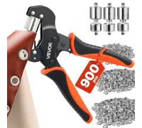 VEVOR Alicates de Ojales 8mm 10 mm 12 mm con 900 Piezas de Ojetes de Metal | Remachadora para Ojales Manual, Cabezal Magnético de Reemplazo Rápido, Kit de Herramientas de Costura para Telas Cuero