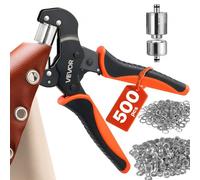 VEVOR Alicates de Ojales Manuales 12 mm con 500 Piezas de Ojetes Metálicos, Remachadora para Ojales, con Punzón y Bloque de Perforado, Herramientas para Bricolaje y Costura para Telas Lonas Cuero