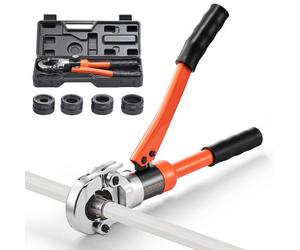 VEVOR Alicates de Prensa Hidráulica de Tuberías, Herramienta de Prensado para Tubos PEX y Aluminio-plástico con 4 Mordazas U16, U20, U25, U32 y Estuche, para Reparación, Instalación de Fontanería