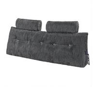 VEVOR Almohada para Cabecero de Cama 151 x 20,5 x 53 cm de Tela de Franela Lavable Tamaño Queen con 2 Bolsillos Laterales y 2 Reposacabezas para Leer, Jugar, Descansar y Trabajar en la Cama, Gris