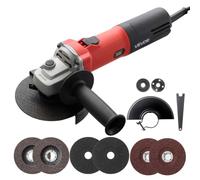 VEVOR Amoladora Angular 125 mm 1500 W 11000 RPM con 6 Niveles de Velocidad | para Metal, Piedra, Azulejos y Madera, con 2 Discos de Corte, 2 Abrasivos, 2 de Láminas, Asa Lateral y Protector Ajustable