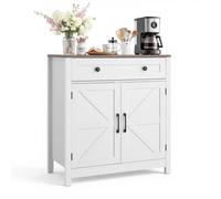VEVOR Aparador con Cajones, de Estilo Rústico, Ideal para Salón, Entrada o Cocina, 75 x 37,5 x 80 cm. Color Blanco y Marrón, Tablero de Partículas y MDF, para Guardar Cafetera, Vajilla, Fotos