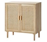 VEVOR Aparador de Ratán de 800 x 375 x 880 mm con 2 Puertas Magnéticas y Estantes Ajustables, Armario de Ratán Aparador Tipo Buffet para Pasillo, Entrada, Sala de Estar o Cocina, Color Madera