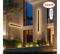 VEVOR Apliques de Pared de Exterior, 2 Piezas, Tira Larga de 1000 x 80 x 50 mm, Apliques de Pared Modernos, Ajustable 2700 K-6000 K, IP65 Resistente al Agua, Antioxidante, para Patio, Casa, Porche