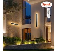 VEVOR Apliques de Pared de Exterior, 2 Piezas, Tira Larga de 600 x 80 x 50 mm, Apliques de Pared Modernos, Ajustable 2700 K-6000 K, IP65 Resistente al Agua, Antioxidante, para Patio, Casa, Porche