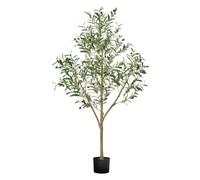 VEVOR Árbol Artificial de Olivo Alto de 1524 mm Planta Artificial de PE para Decoración Árbol Verde Planta Falsa para Hogar, Oficina, Hotel, Centro Comercial, Interior y Exterior, Maceta Negra
