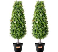 VEVOR - Árbol topiario artificial de boj, 36 pulgadas de alto (2 piezas), árboles topiarios de imitación, planta verde artificial con hojas adicionales, maceta y pequeña decoración, juego de vegetació