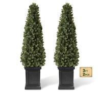 VEVOR Árboles Artificiales Exterior 100 cm, 2 Árboles Topiarios con Macetas