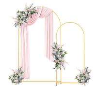 VEVOR Arco de Metal para Rosas 2 Piezas 2,2 x 1,2 m y 1,8 x 0,8 m, Soporte de Arco para Fondo Estructura Estable, para Decoración de Bodas, Fiestas de Cumpleaños, Celebraciones, Ceremonias, Dorado