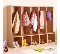 VEVOR Armario de Abrigos para Niños 5 Secciones, Organizador de Madera con 10 Ganchos, Armario con 5 Cubículos de Almacenamiento para Hogar, Guardería, Escuela, Preescolar, 114,7 x 31,7 x 90,8 cm