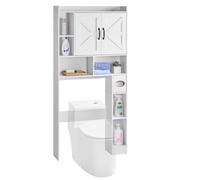 VEVOR Armario de Almacenamiento para Inodoro con Puerta Doble y Estante Ajustable, Organizador para Ahorrar Espacio sobre el Inodoro con Estante Abierto, Blanco, 1680 x 785 x 195 mm, 4 Niveles