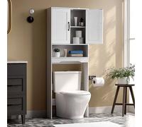 VEVOR Armario de Almacenamiento para Inodoro con Puerta Doble y Estante Ajustable, Organizador para Ahorrar Espacio sobre el Inodoro con Estante Abierto, Carga 30 kg, Blanco, 600 x 210 x 1651 mm