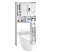 VEVOR Armario de Almacenamiento para Inodoro con Puerta Doble y Estante Ajustable, Organizador para Ahorrar Espacio sobre el Inodoro con Estante Abierto, Blanco, 1680 x 785 x 195 mm, 4 Niveles