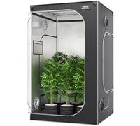 VEVOR Armario de Cultivo 122x122x203 cm Carpa de Cultivo Hidropónico Mylar 2000D Altamente Reflectante con Ventana de Observación, Bolsa de Herramientas, Bandeja de Piso para Cultivo de Plantas