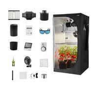 VEVOR Armario de Cultivo Interior 100x100x200 cm, Carpa de Cultivo con luz LED de Espectro Completo y Sistema de Ventilación, Mylar 600D de Alta Reflectancia, Tienda para Plantas, Flores, Verduras