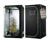 VEVOR Armario de Cultivo Interior 100x100x200 cm, Carpa de Cultivo con Ventana de Observación, Bandeja de Suelo y Cremallera, Mylar 600D de Alta Reflectancia, Tienda para Plantas, Flores, Verduras