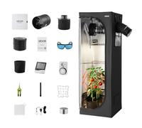 VEVOR Armario de Cultivo Interior 60 x 60 x 180 cm, Carpa de Cultivo con luz LED de Espectro Completo y Sistema de Ventilación, Mylar 600D de Alta Reflectancia, Tienda para Plantas, Flores, Verduras