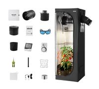 VEVOR Armario de Cultivo Interior 60 x 60 x 180 cm, Carpa de Cultivo con luz LED de Espectro Completo y Sistema de Ventilación, Mylar 600D de Alta Reflectancia, Tienda para Plantas, Flores, Verduras