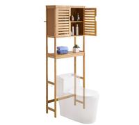 VEVOR Armario de Madera para Inodoro, con Puerta Doble y Estante Interior Ajustable, para Ahorrar Espacio sobre el Inodoro con Estante Abierto, Color Natural, Carga de 10 kg, 650 x 270 x 1750 mm
